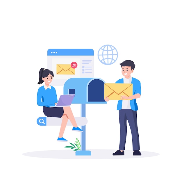 Concept of email marketing Sending or receiving email