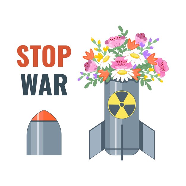 Vector concept of the idea of the call for disarmament renunciation of nuclear weapons peace