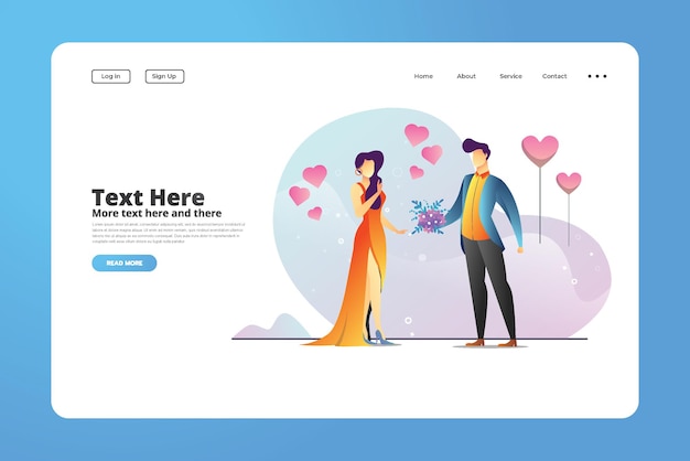 Concept Illustration Couple Landing Page Template