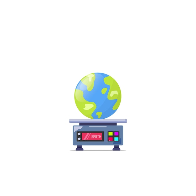 Concept illustration of Earth above the weighing tool Vector illustration in flat style