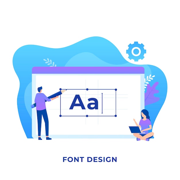 Concept illustration of a person designing a font