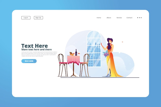 Concept Illustration Woman Gives Present to Man Valentine Landing Page Template