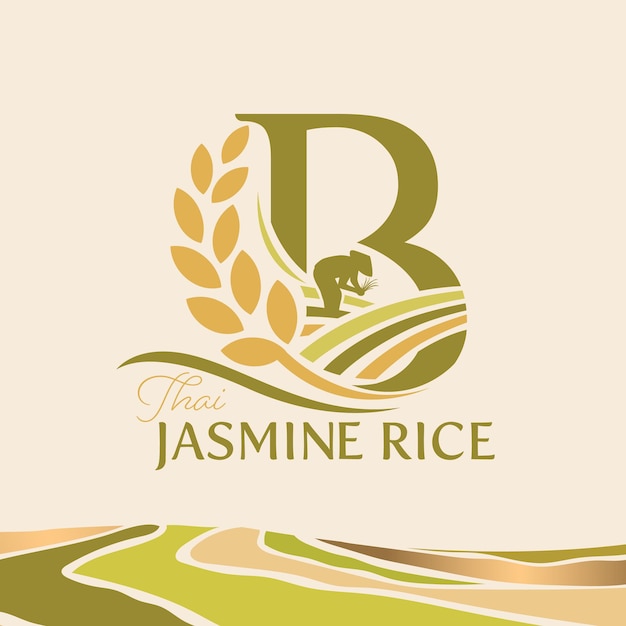 concept of letter B logo design rice farm branding