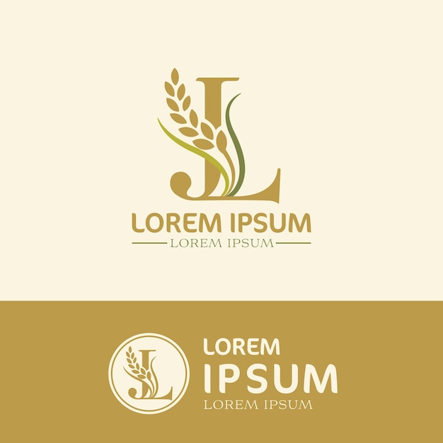 concept of letter L logo design rice farm branding