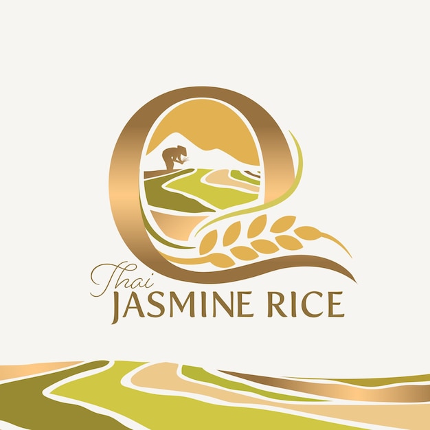 concept of letter O logo design rice farm branding