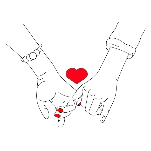 Concept of love Couple holding hands Flat design vector illustration