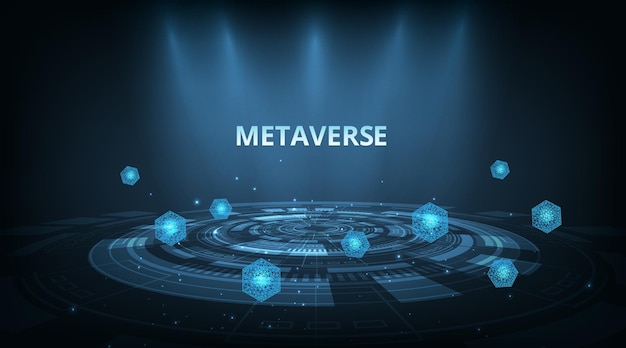 Concept of Metaverse technology with blockchain network connecting