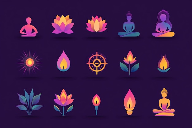 Vector concept of mindfulness icons collection