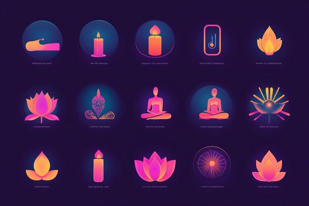 Vector concept of mindfulness icons collection