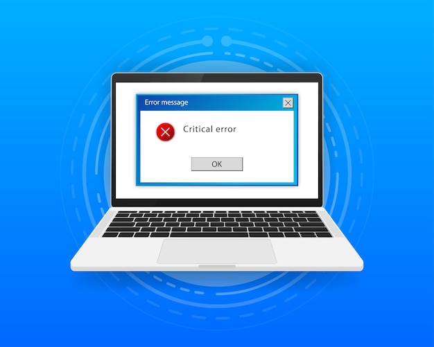 Concept operating system error warning for web page on screen computer. 404 error web page. Error warning window operating system. Vector illustration.