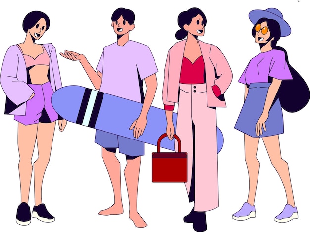 concept of people going on summer vacation