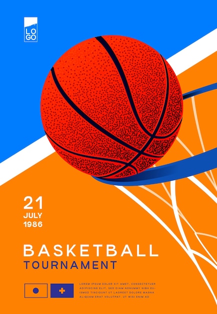 Vector concept poster for a basketball competition featuring a ball