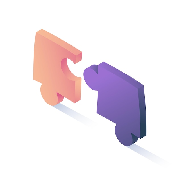 Concept puzzle connect isometric