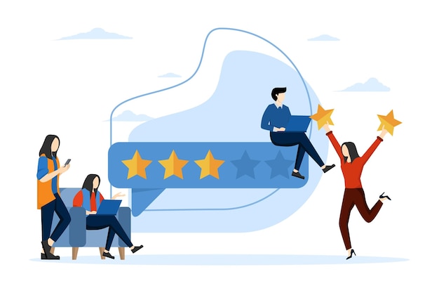 Concept of reputation and quality and rating Five star rating