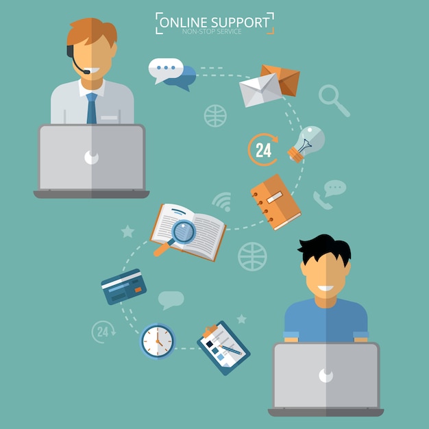 Concept of Technical Online Support. Computer Remote Nonstop Support Service