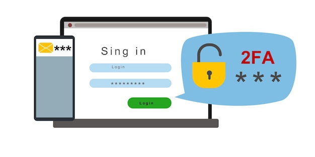 The concept of twofactor authentication security notification of login confirmation with a message i