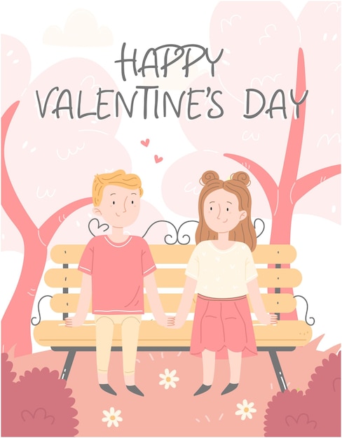 concept of Valentine's Day greeting card Vector illustration in cartoon style Happy Valentine's day