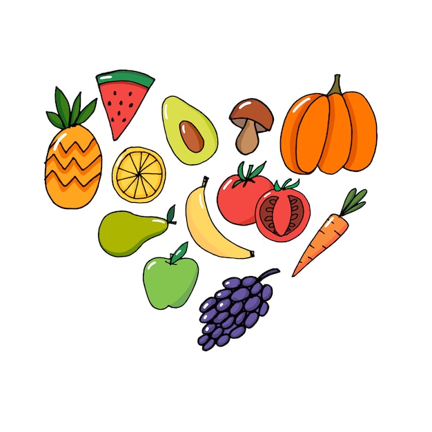 Concept Vector Card - World Health Day vegetables fruits