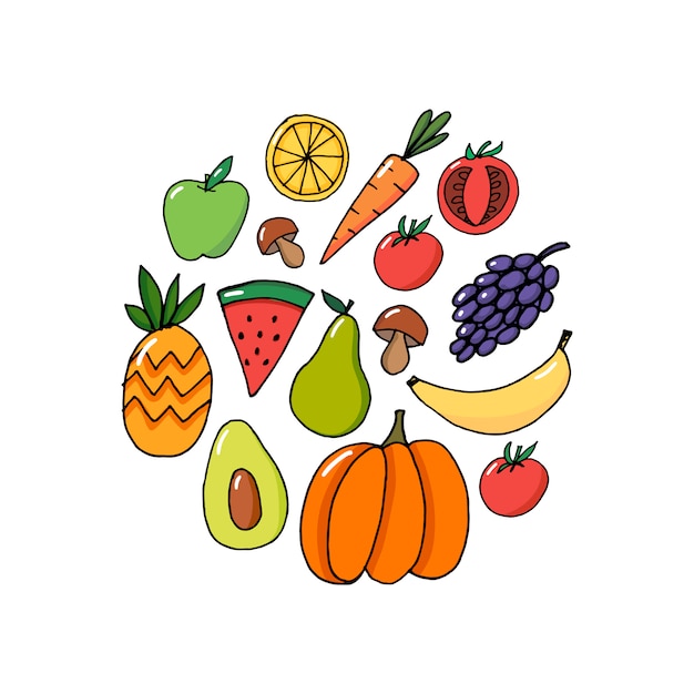 Concept Vector Card - World Health Day vegetables fruits