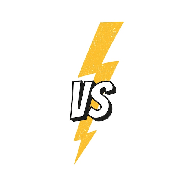 Concept VS Fight Versus sign with lightning bolt isolated on white background for battle sport competition contest match game Vector illustration