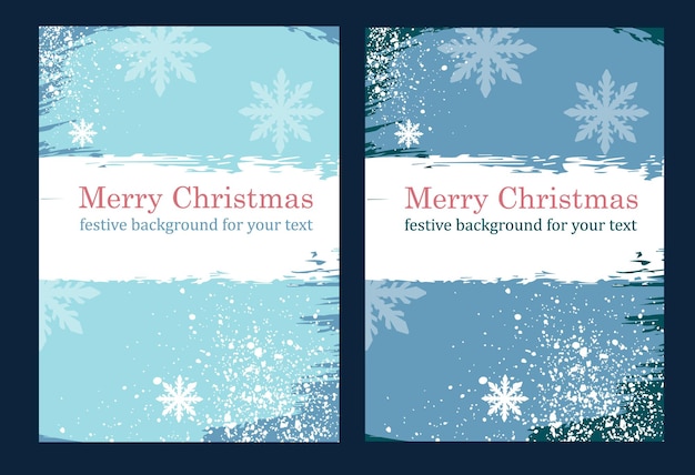 The concept of winter vertical templates with abstract grunge elements and snowflakes. Template for greeting cards and invitations for Christmas or New Year.