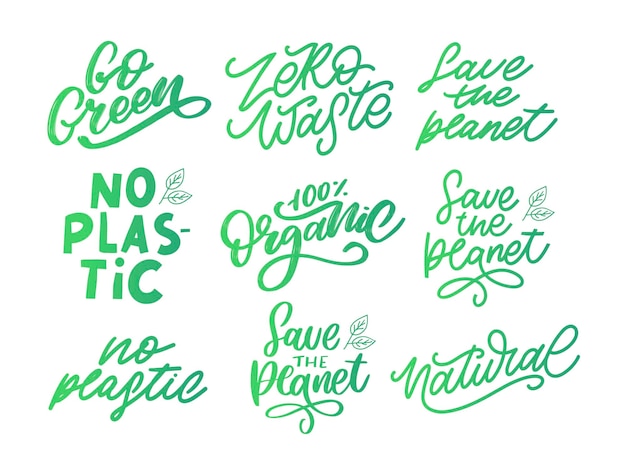 Concept Zero Waste handwritten text title sign. Vector illustration.