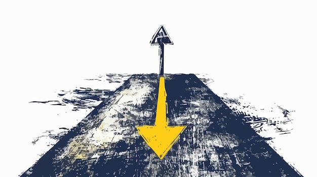 Vector conceptual asphalt road with direction arrow