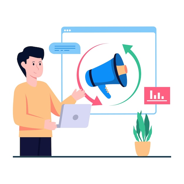 Conceptual flat design icon of web marketing