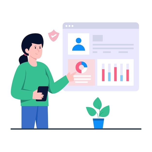 Conceptual flat design illustration of employee evaluation