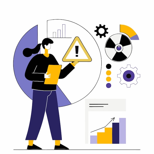 Vector conceptual illustration of cyber security risk management and its challenges