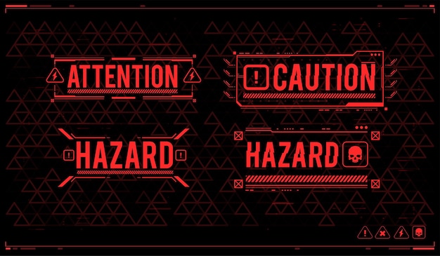 Conceptual Layout with HUD elements for print and web Lettering with futuristic user interface elements HUD danger zone warning and alert attention signs