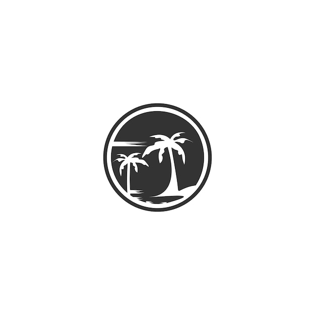 Conceptual palm tree icon of afternoon and summer vacation isolated on white vector illustration