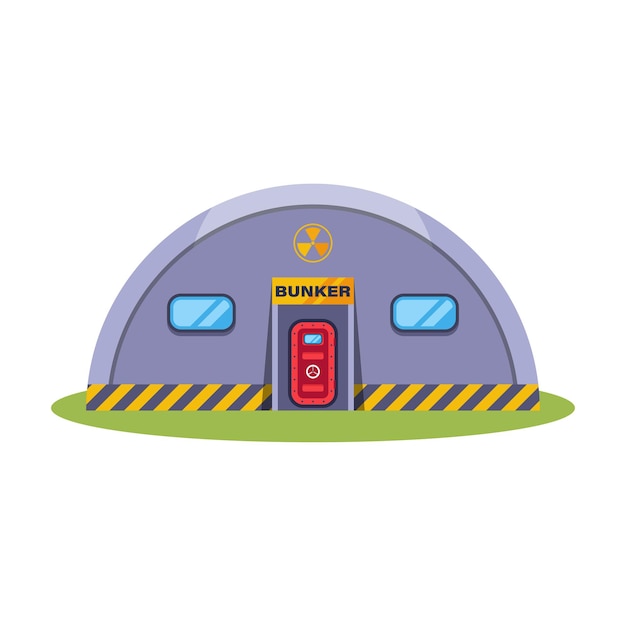 Concrete bomb shelter icon. Hide from the nuclear bomb. Radiation hazard. Vector flat illustration