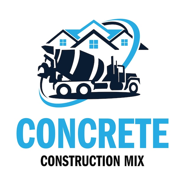 Vector concrete construction mix logo concrete mix vehicle illustration