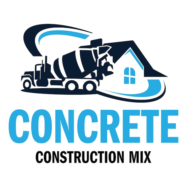 Vector concrete construction mix logo concrete mix vehicle illustration