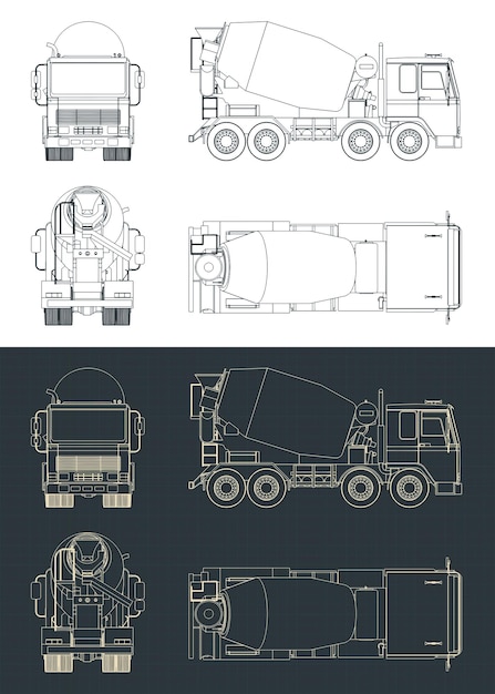 Concrete mixer truck blueprints