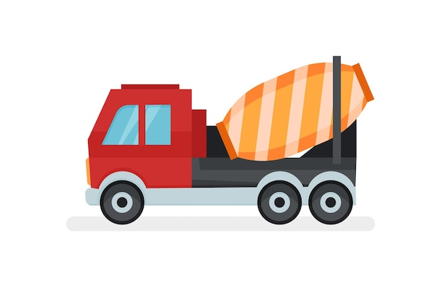 Concrete mixer truck Equipment using in construction works Urban transport Flat vector icon