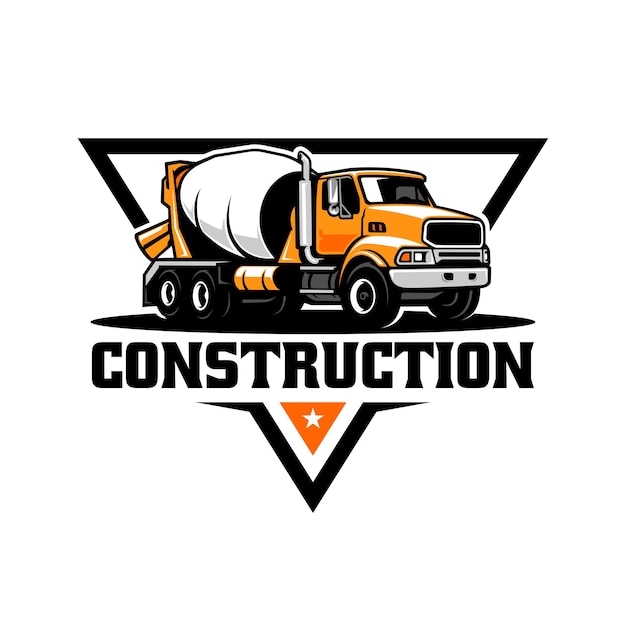 concrete mixer truck logo vector