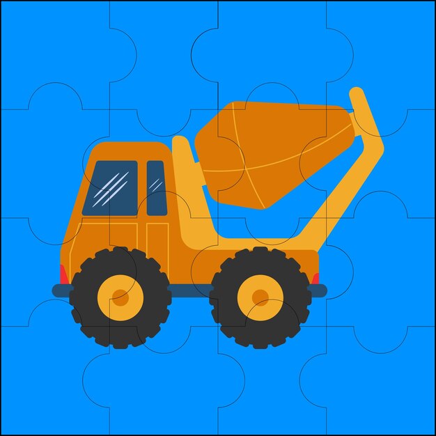 Concrete mixer truck suitable for children's puzzle vector illustration