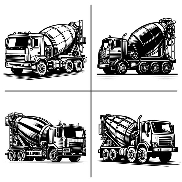 Concrete Mixer Truck Vector Cement Mixer Building Build Renovate Vehicle Equipment Constru