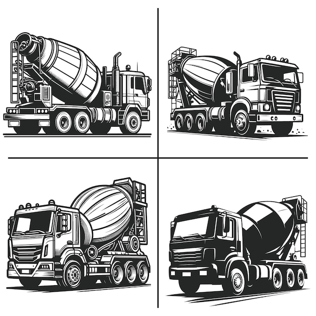 Concrete Mixer Truck Vector Cement Mixer Building Build Renovate Vehicle Equipment Constru