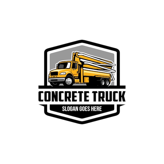 concrete pump truck construction vehicle illustration logo vector