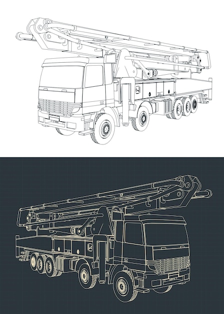 Concrete pump truck sketches