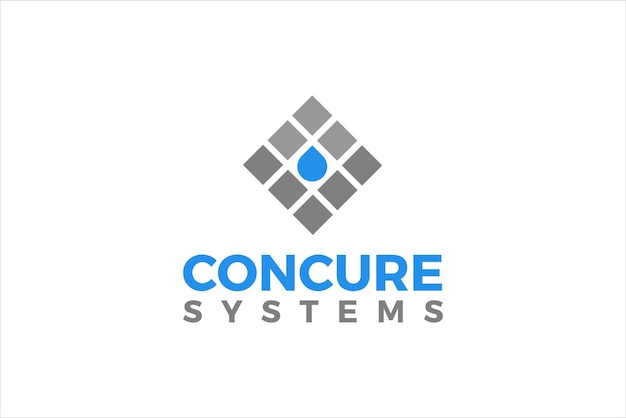 Concrete slump test system logo design water waterproof layer raindrop icon