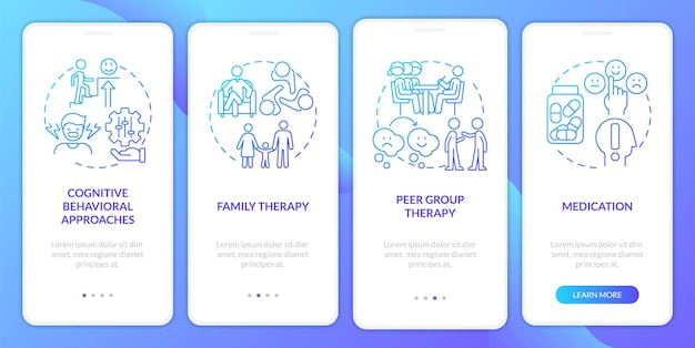 Conduct disorder treatment blue gradient onboarding mobile app screen