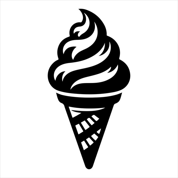 Cone Ice Cream Silhouette A Classic Summer Treat black colour vactor