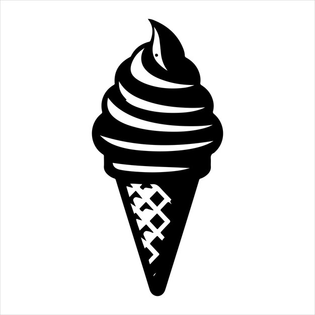 Vector cone ice cream silhouette a classic summer treat black colour vactor