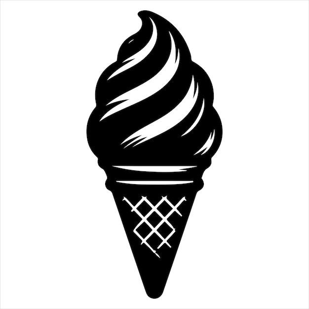 Vector cone ice cream silhouette a classic summer treat black colour vactor