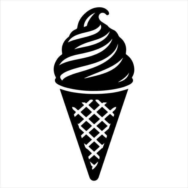 Vector cone ice cream silhouette a classic summer treat black colour vactor