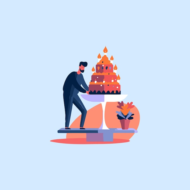 confectioner man decorating a cake